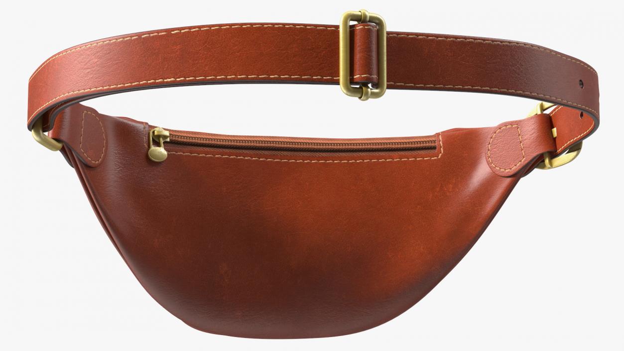 3D Brown Leather Waist Bag model