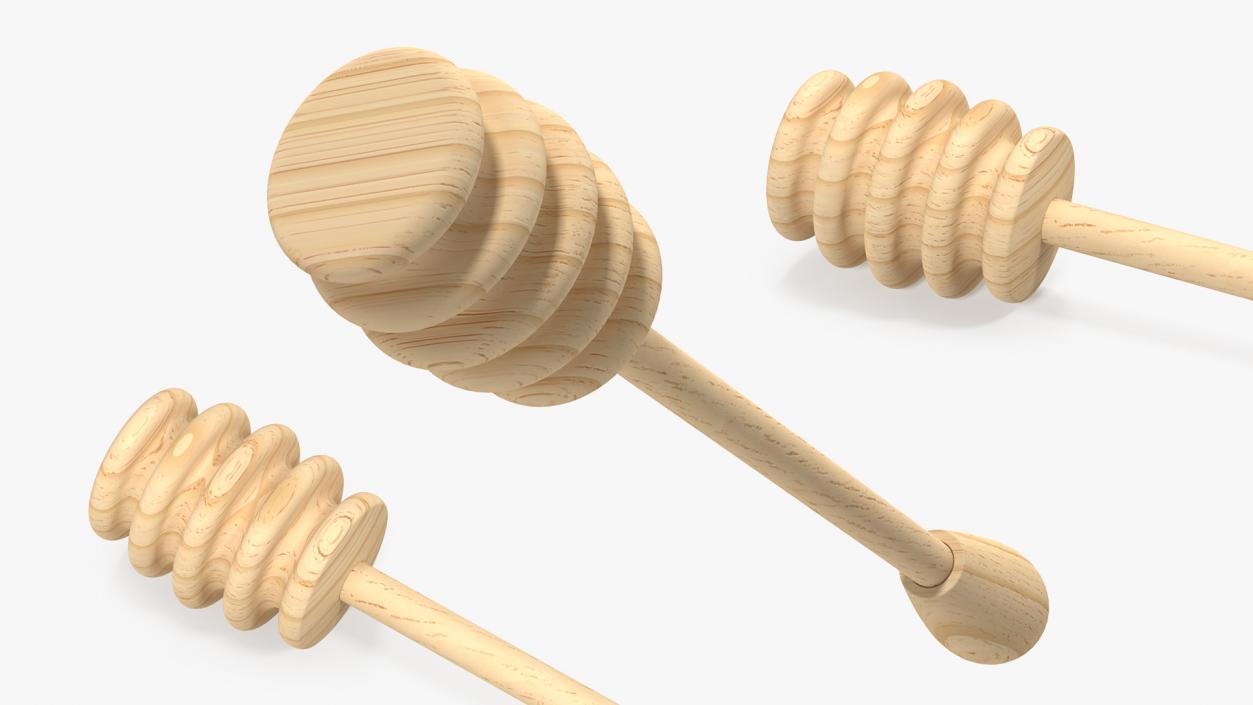Wooden Dipper Covered with Honey 3D