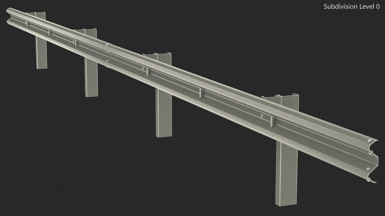 3D Metal Highway Guardrail model