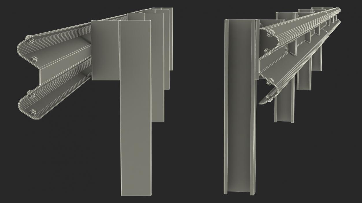 3D Metal Highway Guardrail model