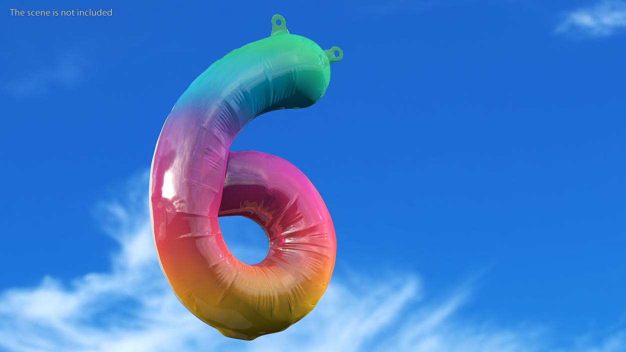 3D model Balloon Numbers 6 Rainbow