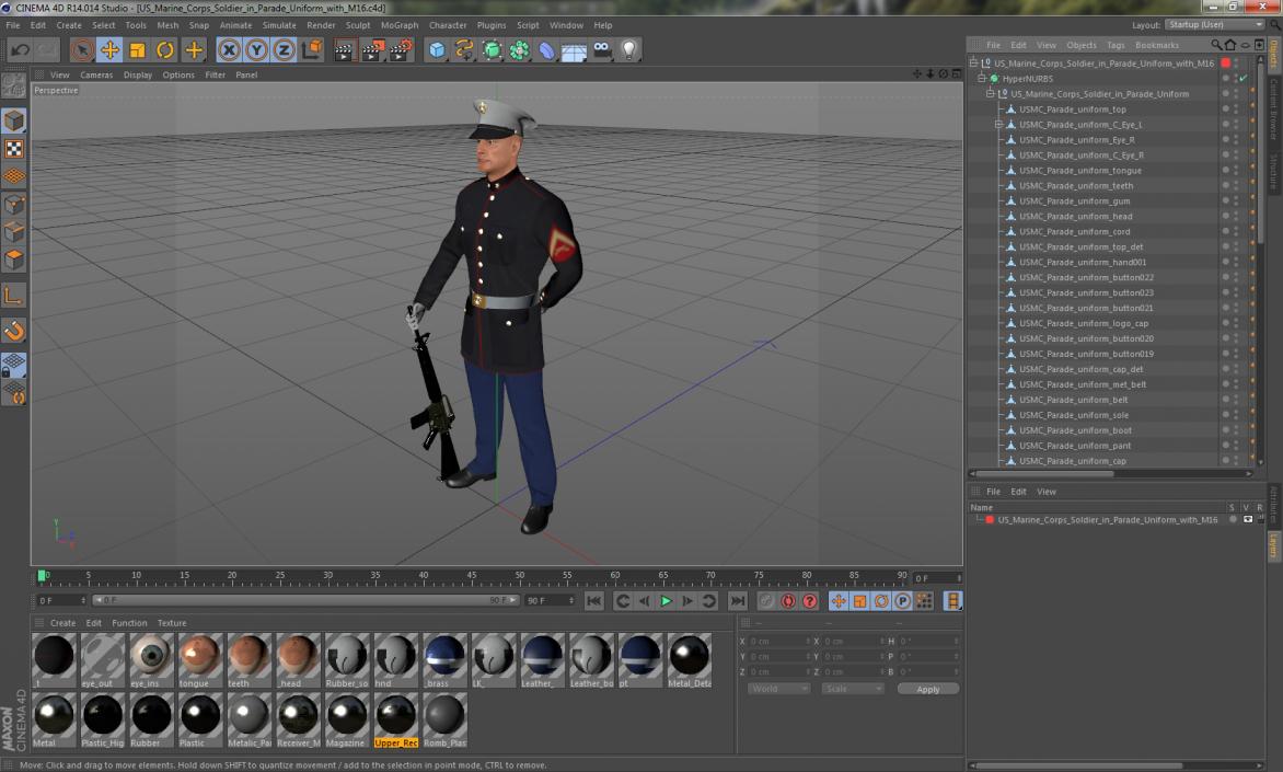 3D model US Marine Corps Soldier in Parade Uniform with M16