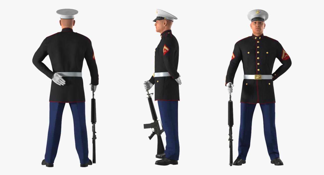 3D model US Marine Corps Soldier in Parade Uniform with M16