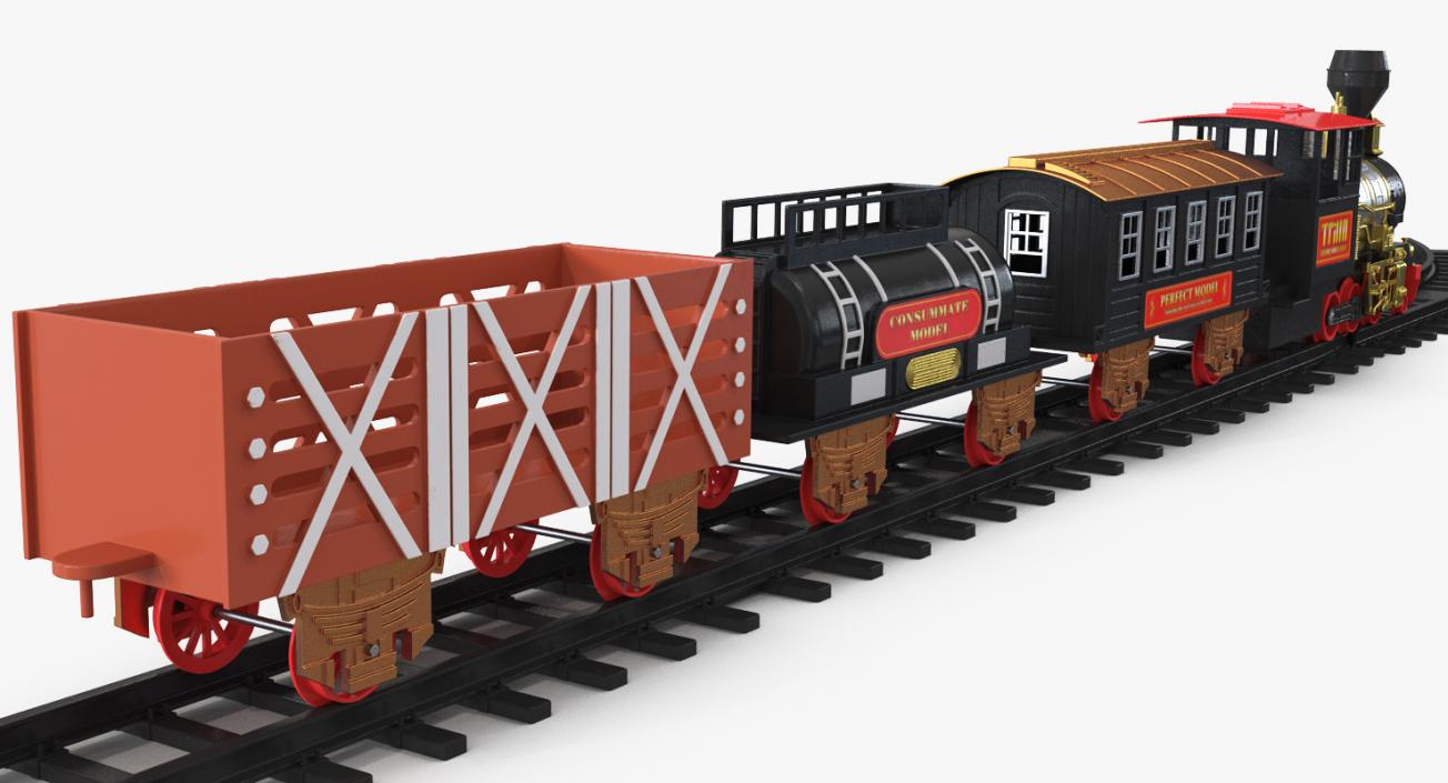 3D Classical Train Toy Set Locomotive with Wagons