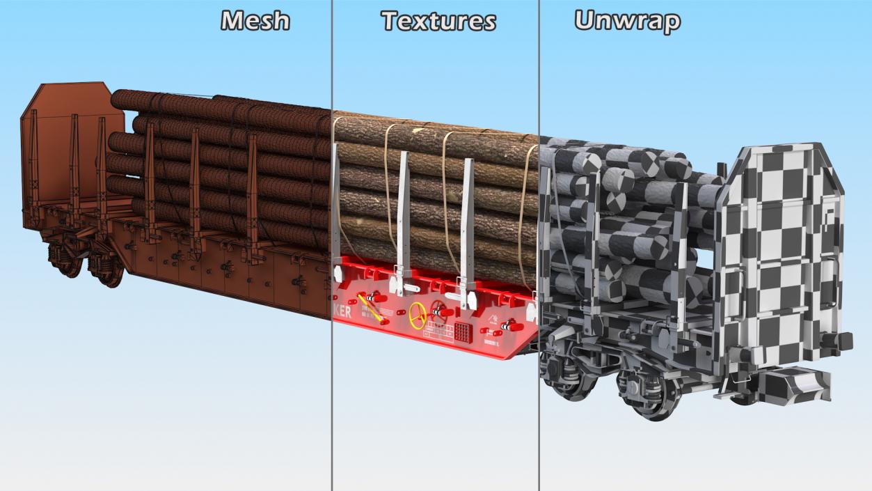 Rnoos 644 New Stake Wagon with Big Logs 3D model