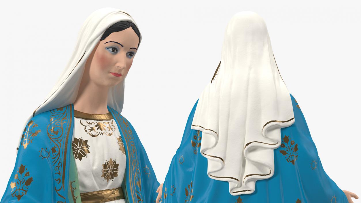 3D Virgin Mary Statue Painted