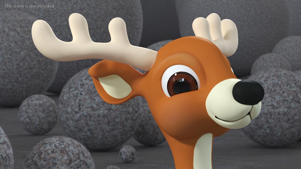 Cartoon Brown Reindeer 3D