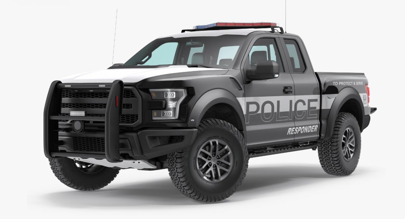 3D Police Pickup Truck Modern Generic Rigged