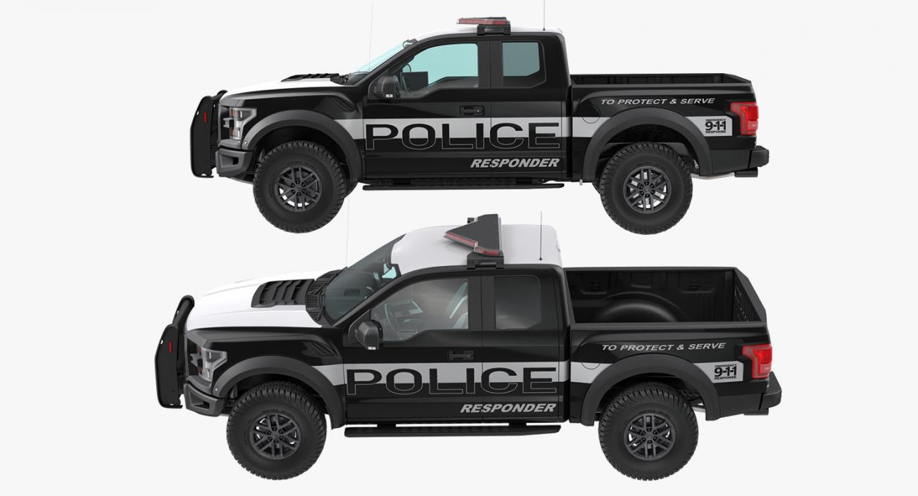 3D Police Pickup Truck Modern Generic Rigged
