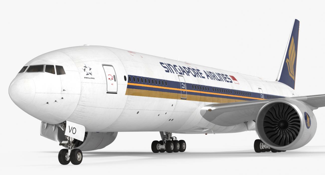 Boeing 777 200ER Singapore Airlines Rigged 3D