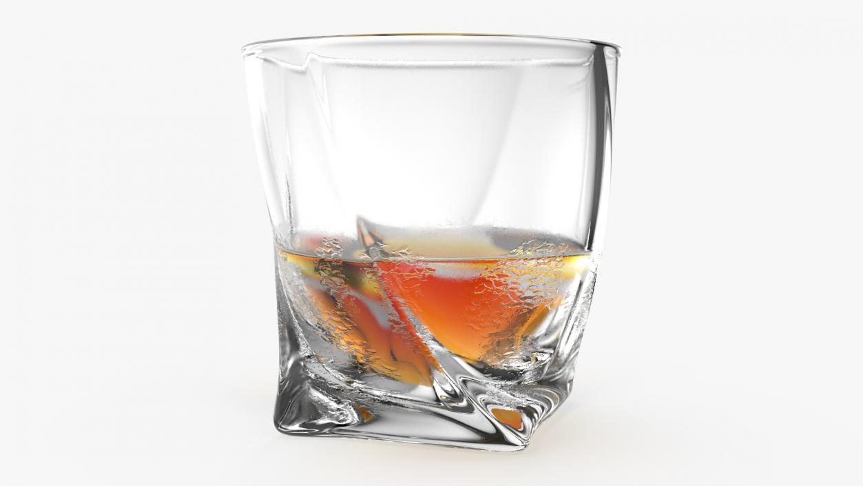 Twisted Rocks Misted Glass With Whiskey 3D model