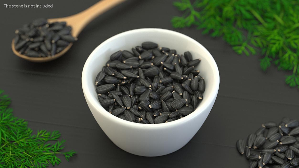 Full Bowl of Black Sunflower Seeds 3D model