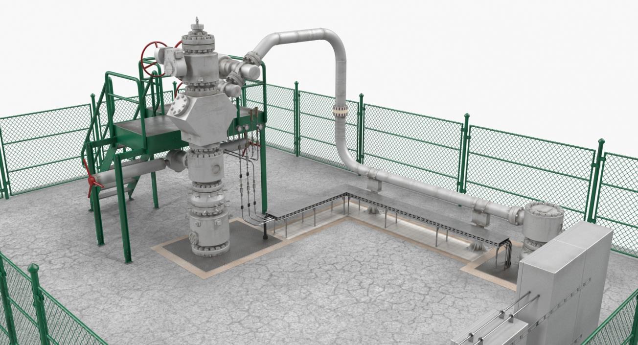 3D Oil Wellhead with Fence model