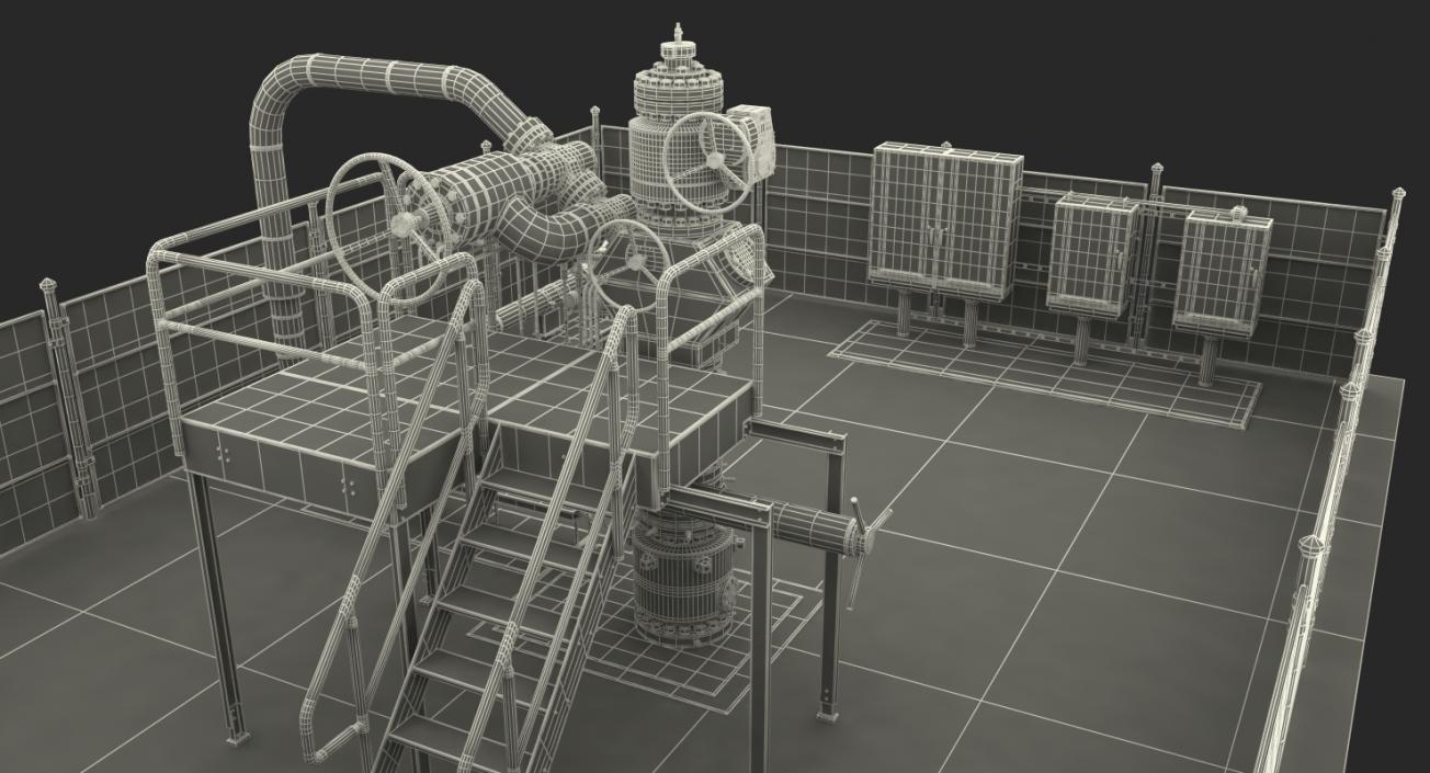 3D Oil Wellhead with Fence model