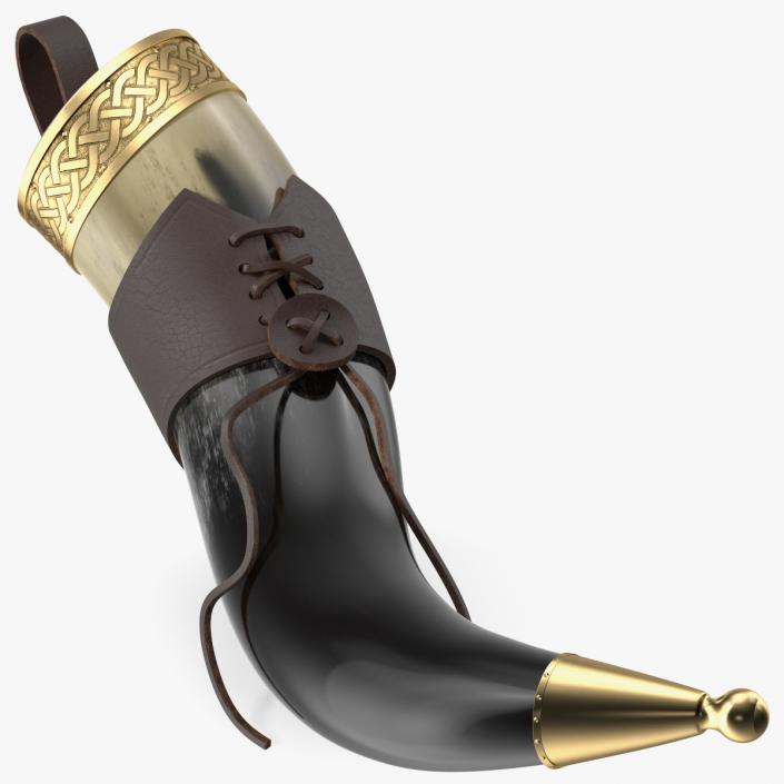 3D model Drinking Horn Light in Leather Case with Gold Trim