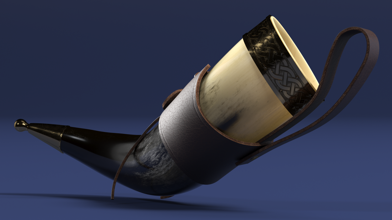 3D model Drinking Horn Light in Leather Case with Gold Trim