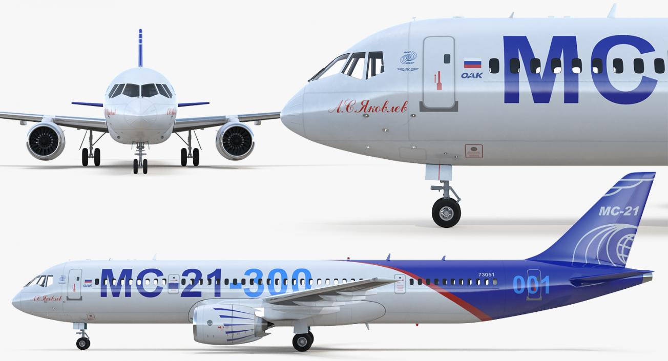 3D Russian Airliner MC-21 300 Rigged model