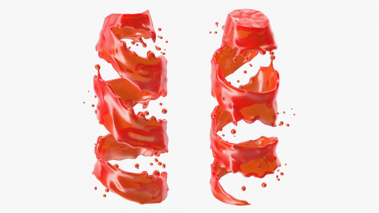 3D Red Twisted Splash model