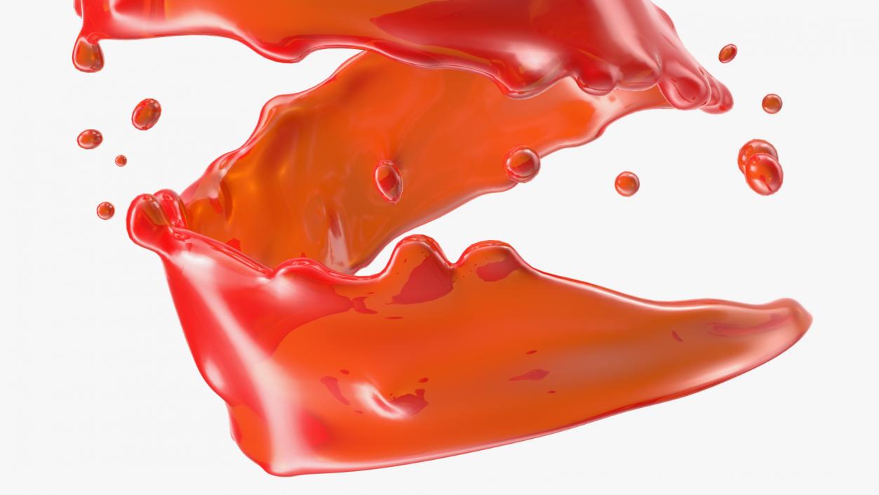 3D Red Twisted Splash model