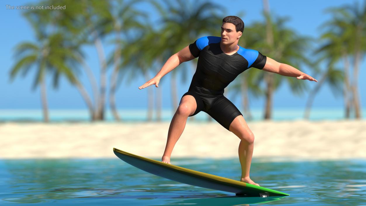 3D Man On Surfboard