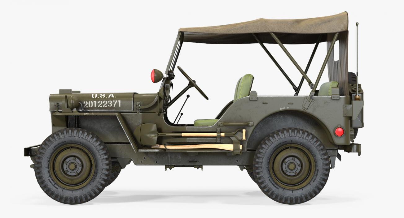 3D model Jeep Willys 1944 Convertible Ambulance Rigged