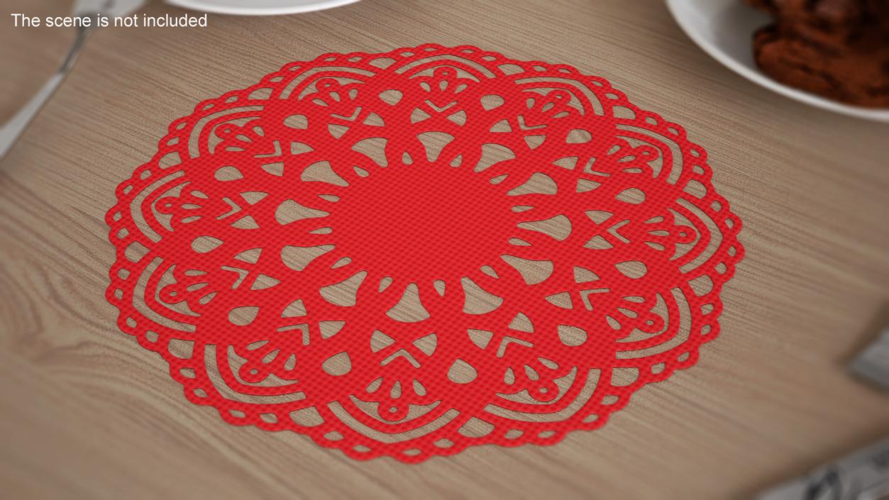 3D Round Paper Lace Doily Red