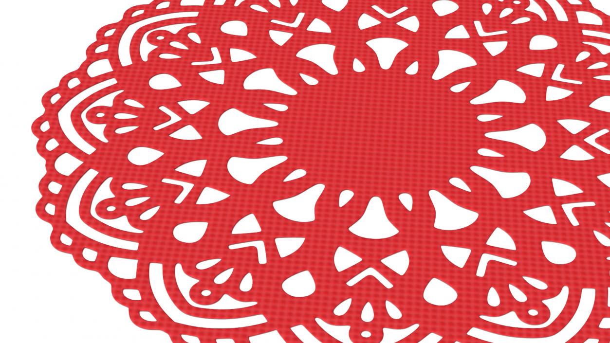 3D Round Paper Lace Doily Red