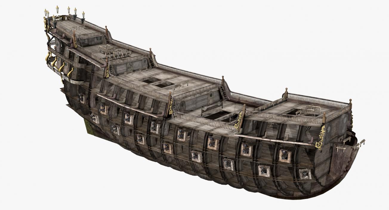 3D Galeon Old Historical Sail Ship