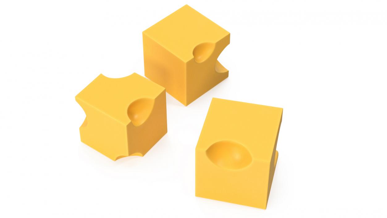 3D model Cartoon Cubes of Yellow Cheese