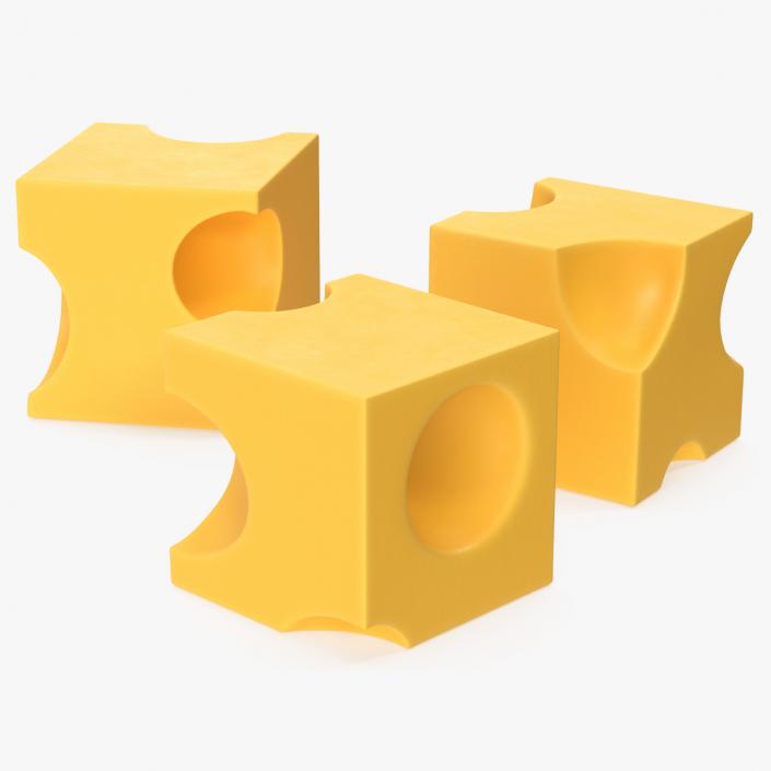 3D model Cartoon Cubes of Yellow Cheese