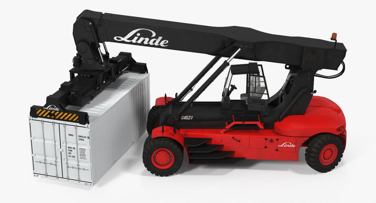 Linde Reach Staker with 20ft ISO Container Rigged 3D model