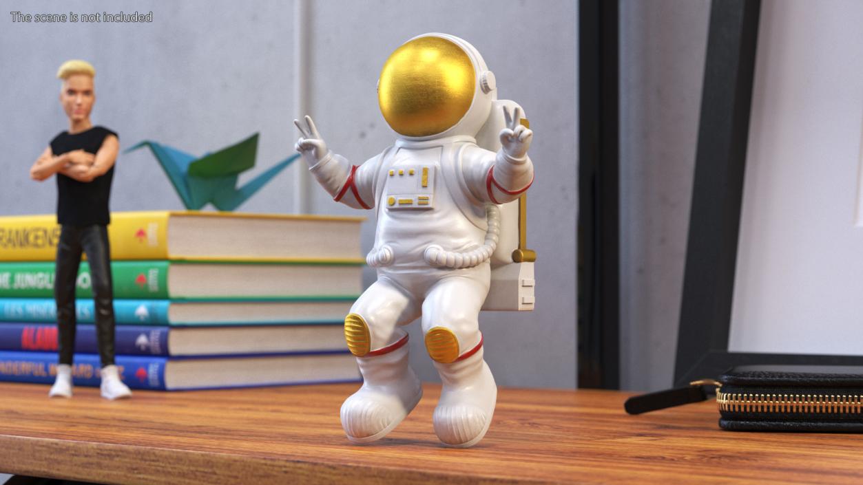 Astronaut Toy Character White Victory Sign 3D