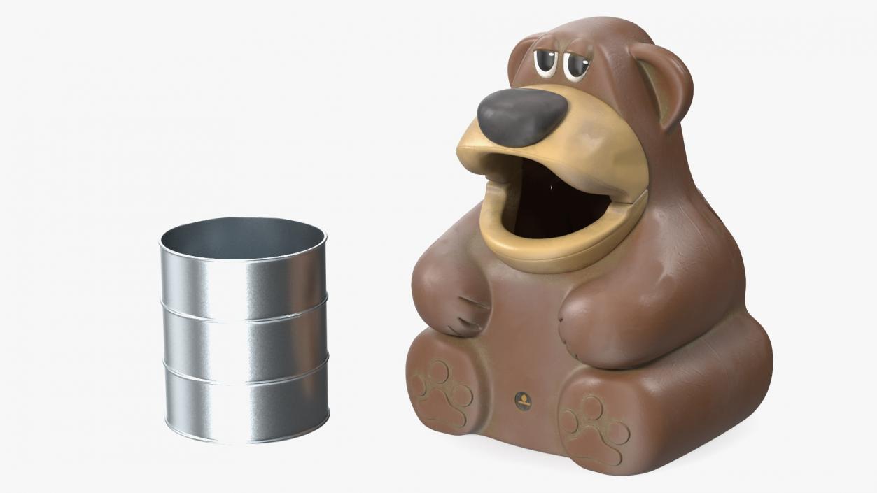 3D Used Bear-Shaped Trash Can