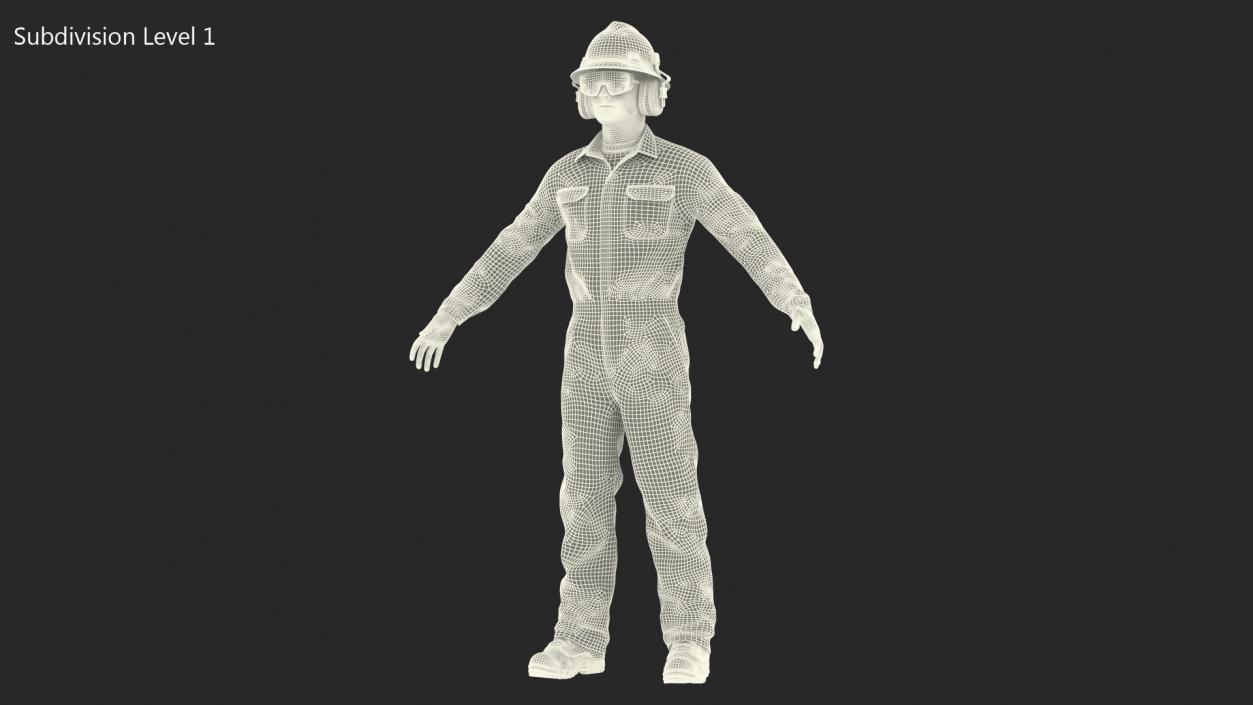 3D Oil Gas Worker Neutral Pose Fur