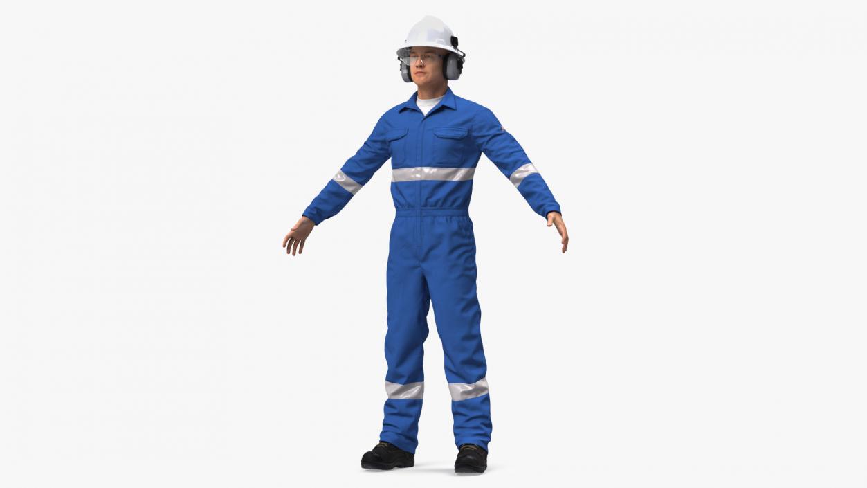 3D Oil Gas Worker Neutral Pose Fur