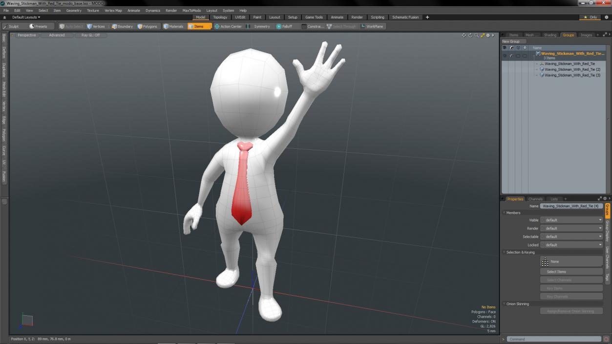 3D Waving Stickman With Red Tie model