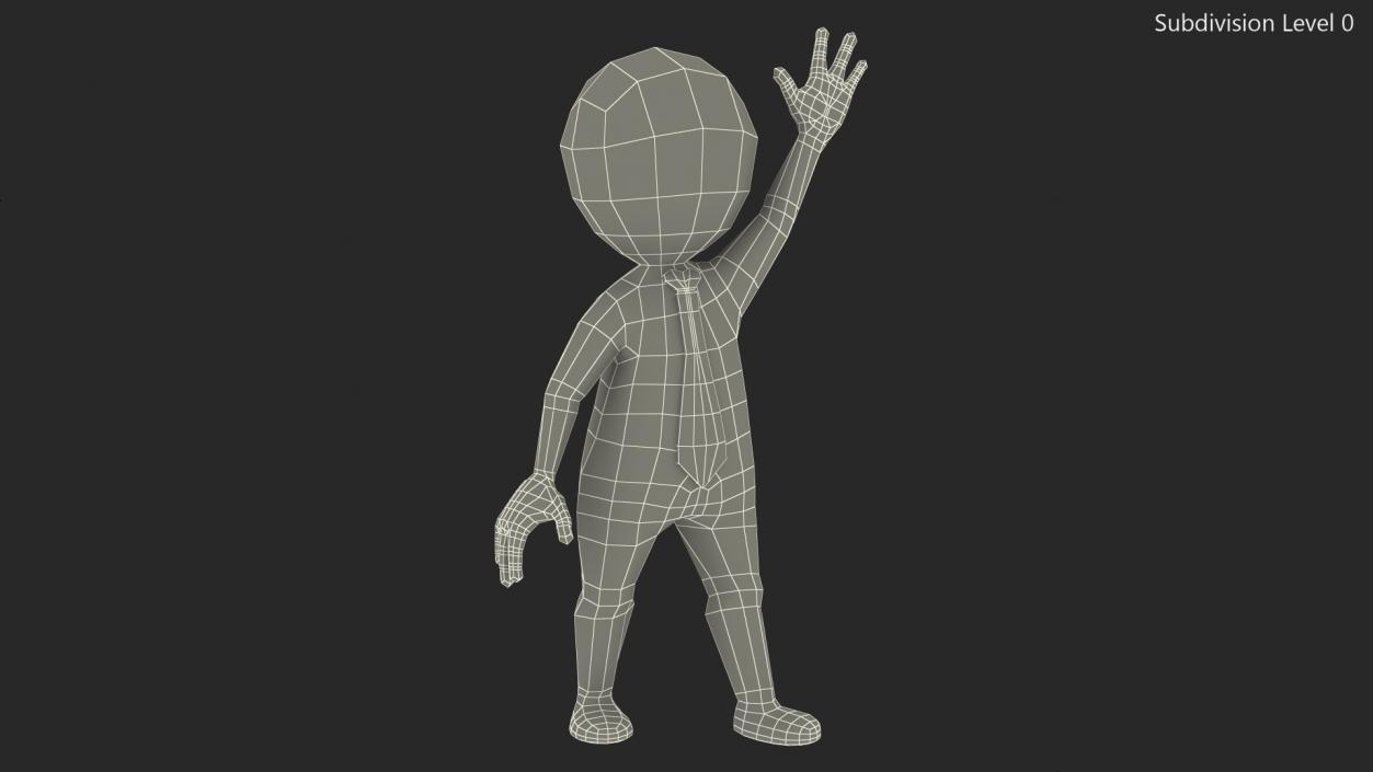 3D Waving Stickman With Red Tie model