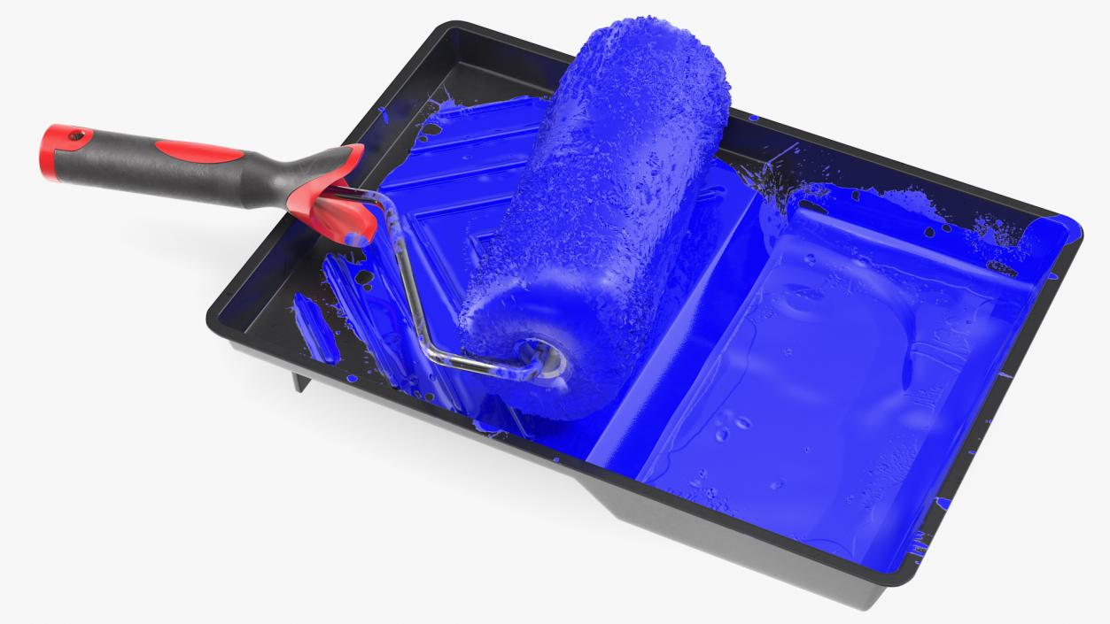 Used Paint Roller with Tray 3D