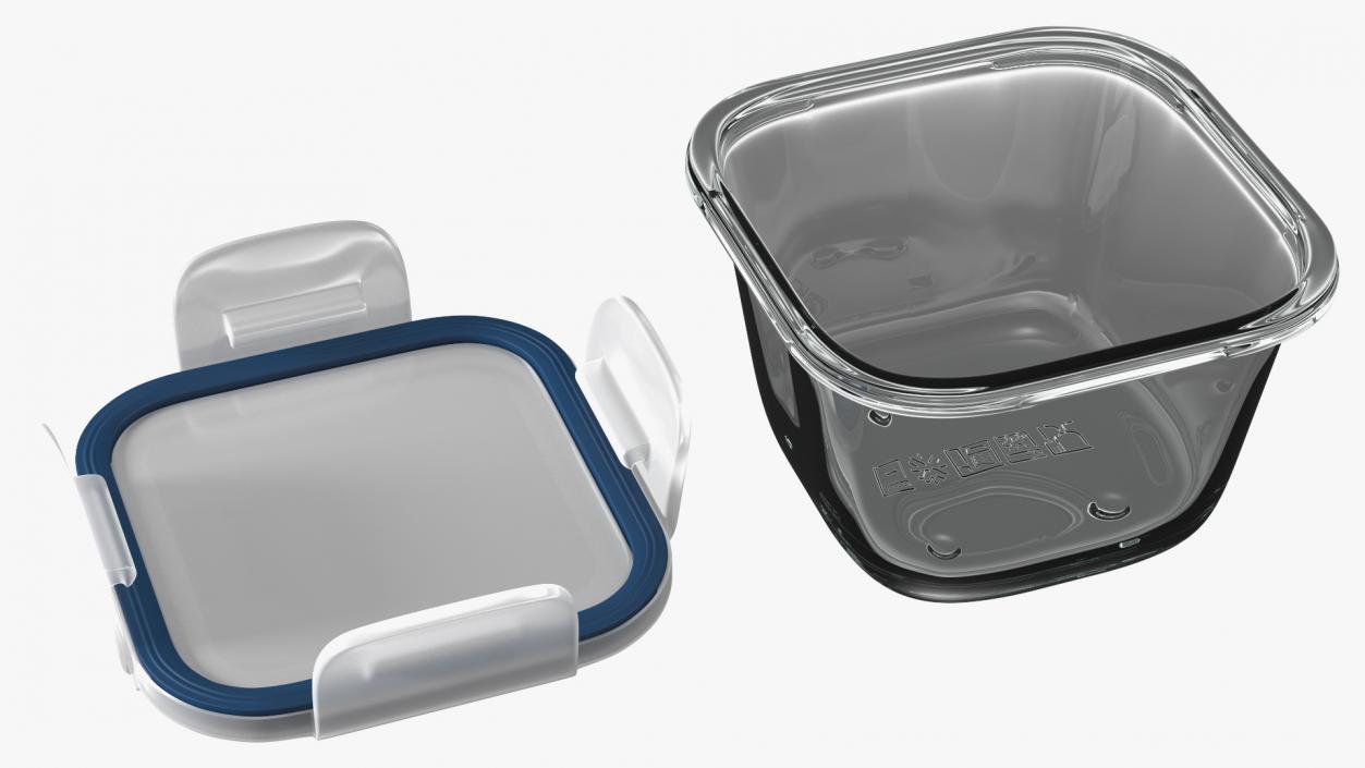 Glass Clip Lock Food Storage Container Set 3D