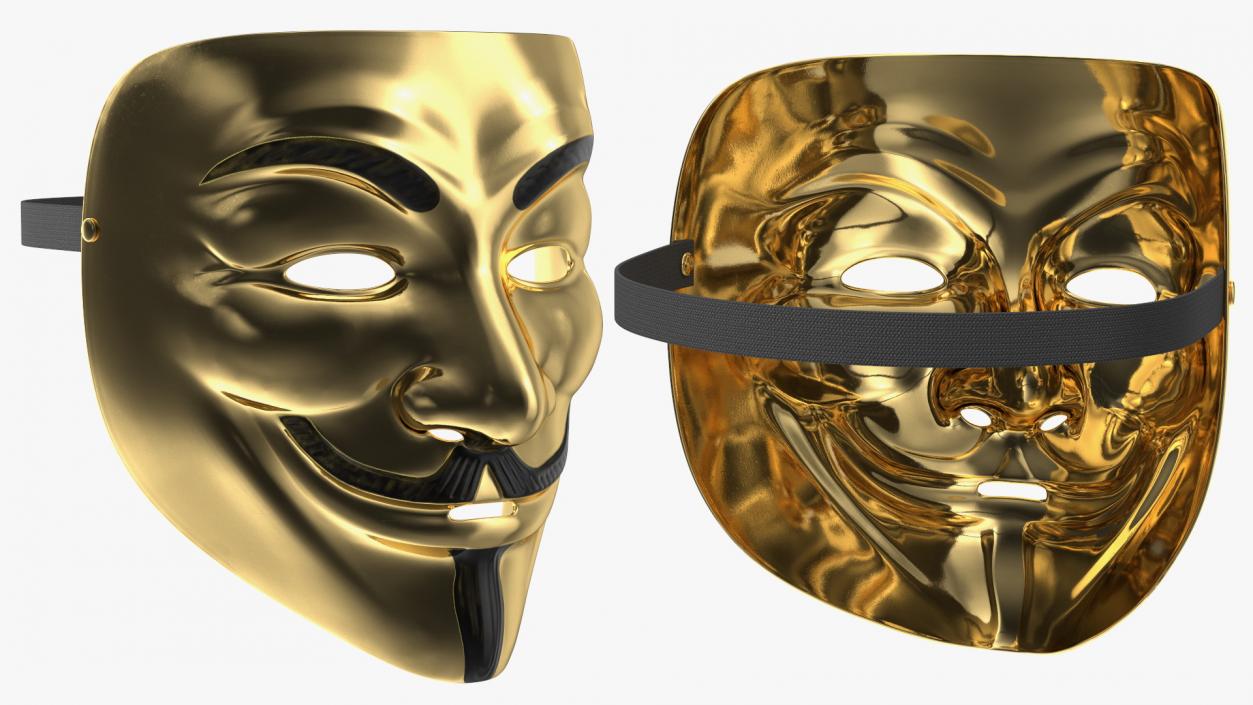 3D model Guy Fawkes Mask Gold