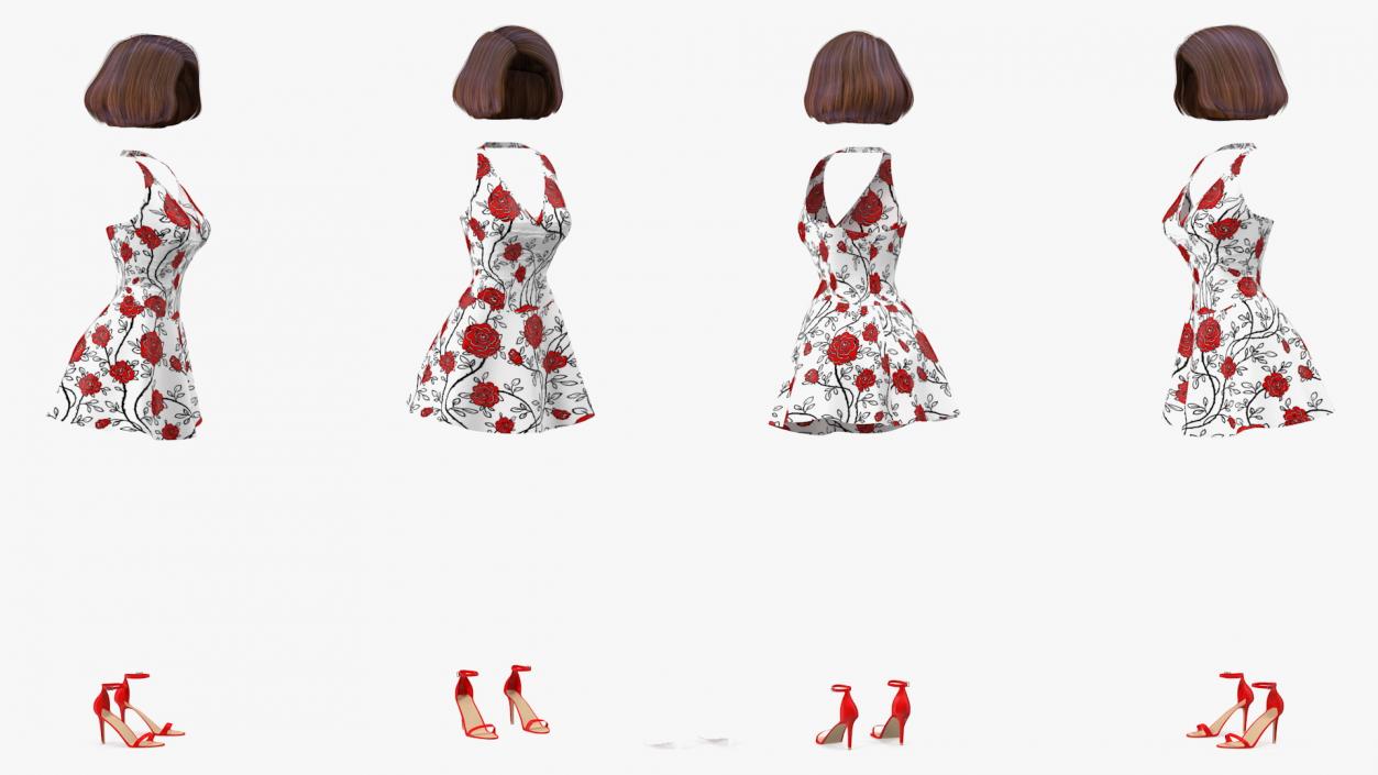 3D Girl Summer Dress with High Heel Shoes model
