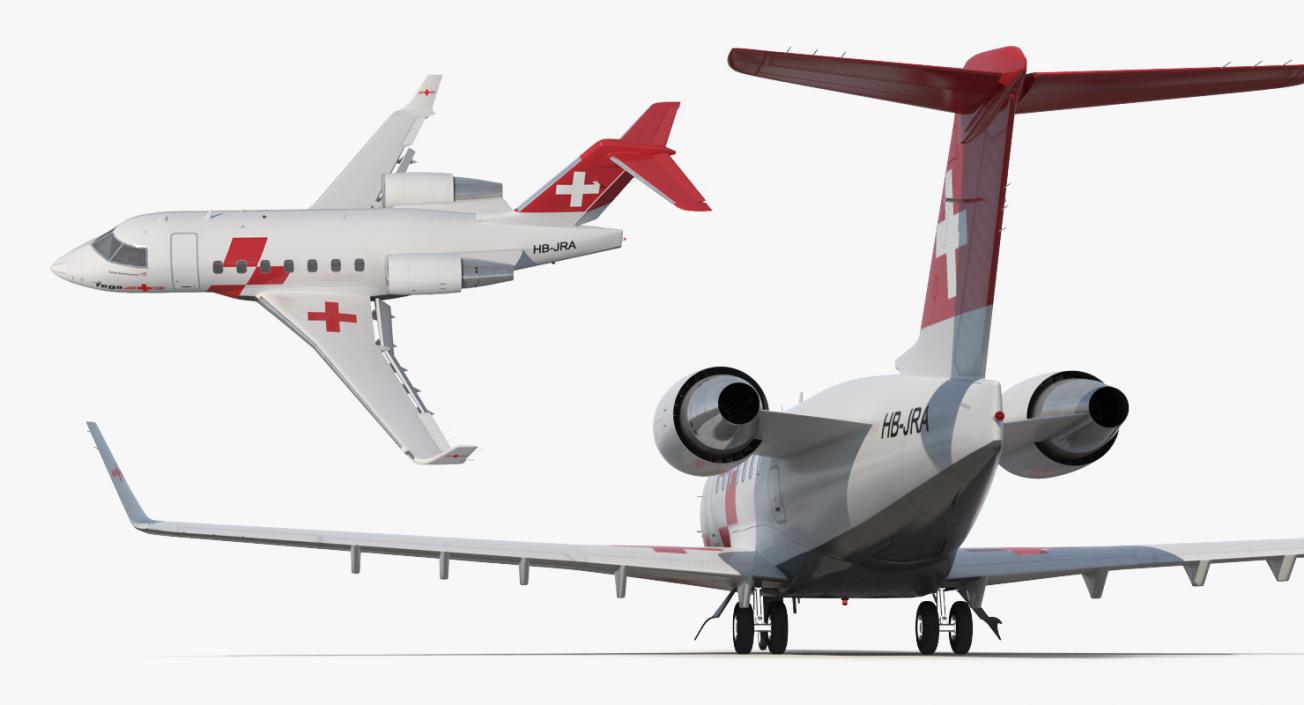 Swiss Air Ambulance Jet Bombardier Challenger 604 3D model