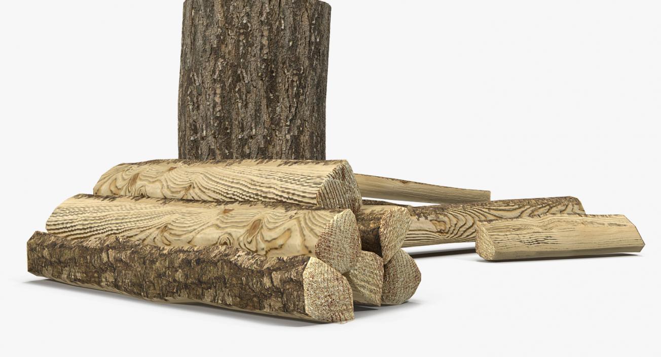 3D Hatchet Split Wood model