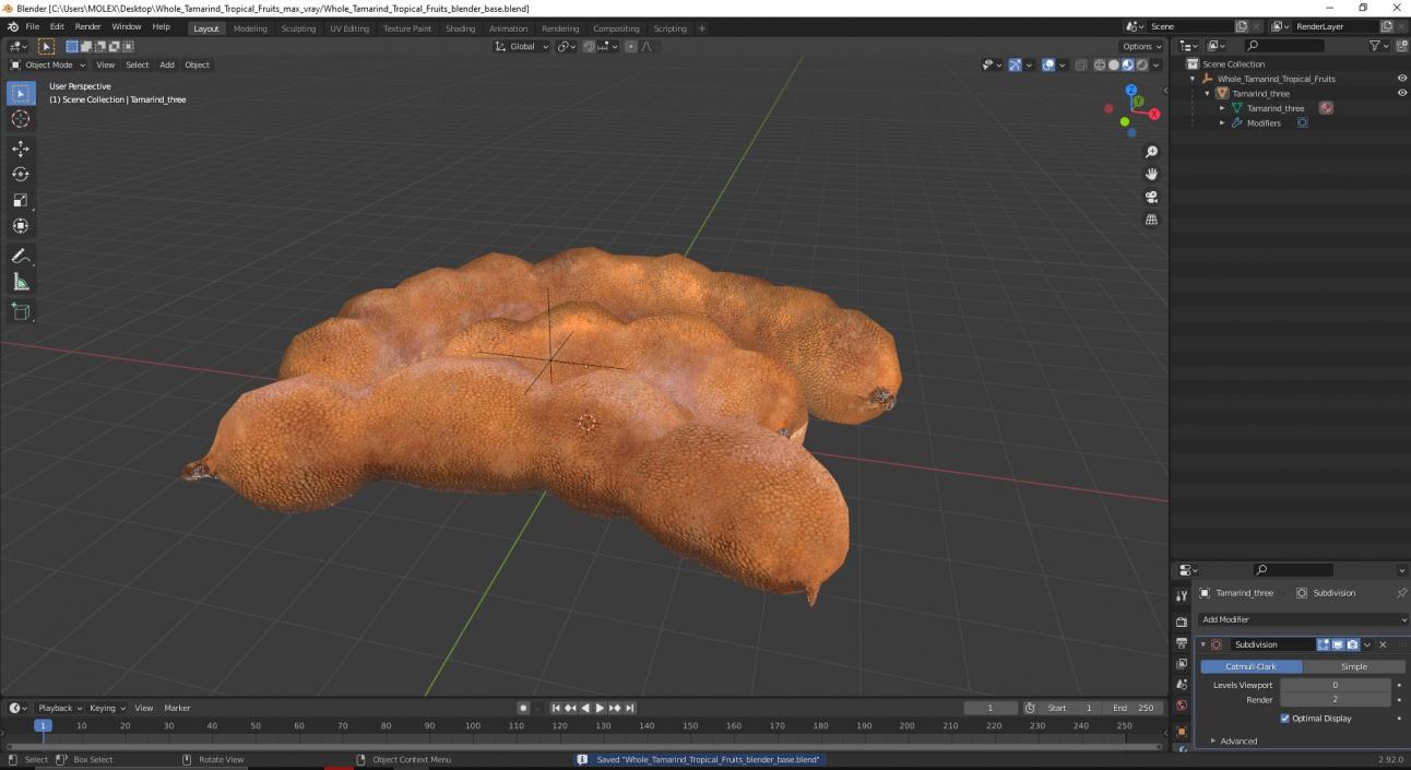 3D model Whole Tamarind Tropical Fruits