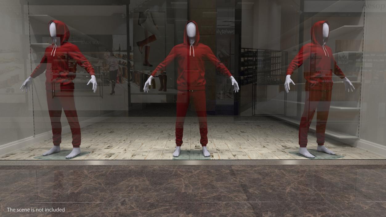 3D model Sportswear Suit Raised Hood on Mannequin