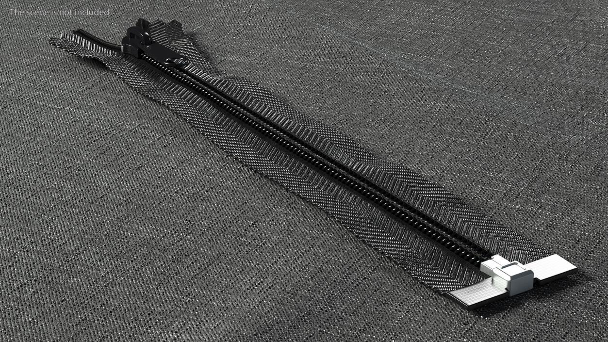 Open End Nylon Coil Zipper Black 3D