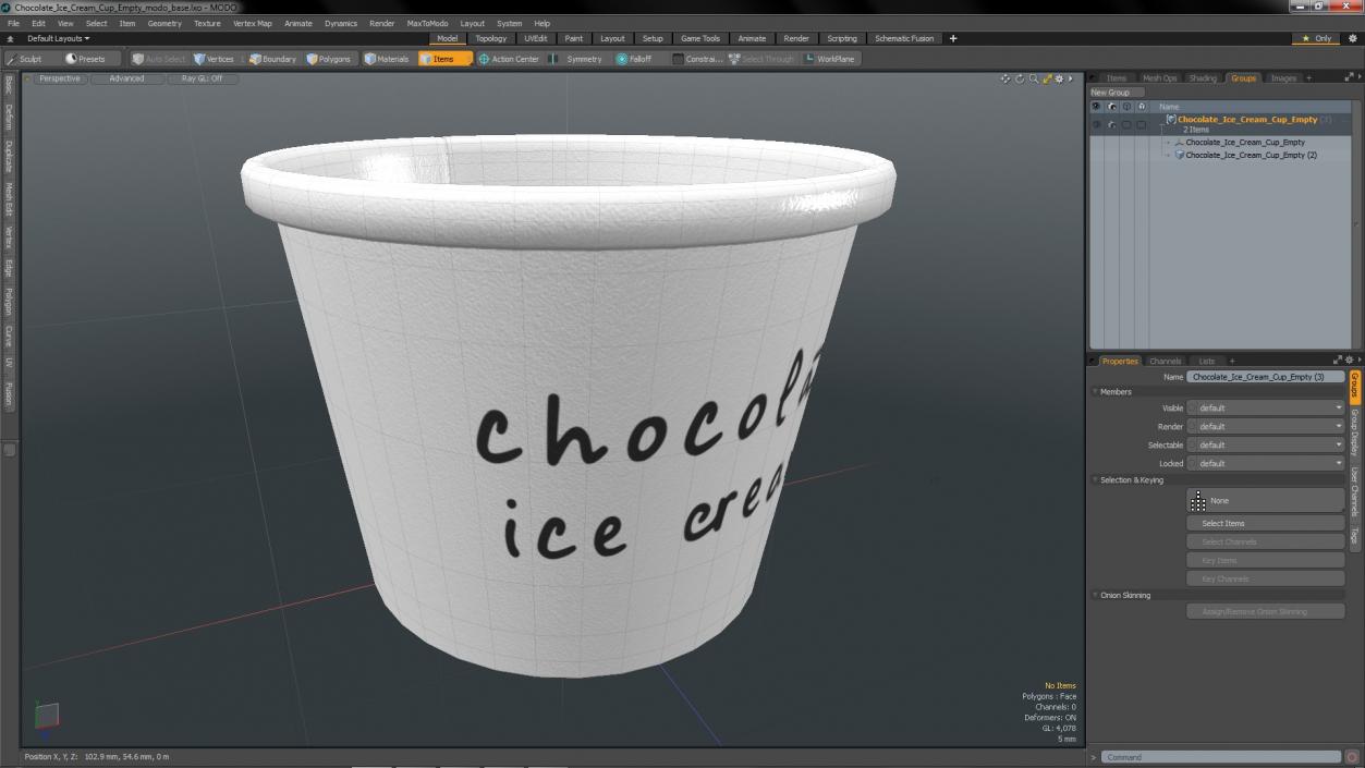 Chocolate Ice Cream Cup Empty 3D model