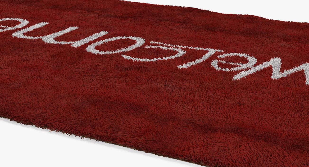 Welcome Doormat Red Color Fur 3D model