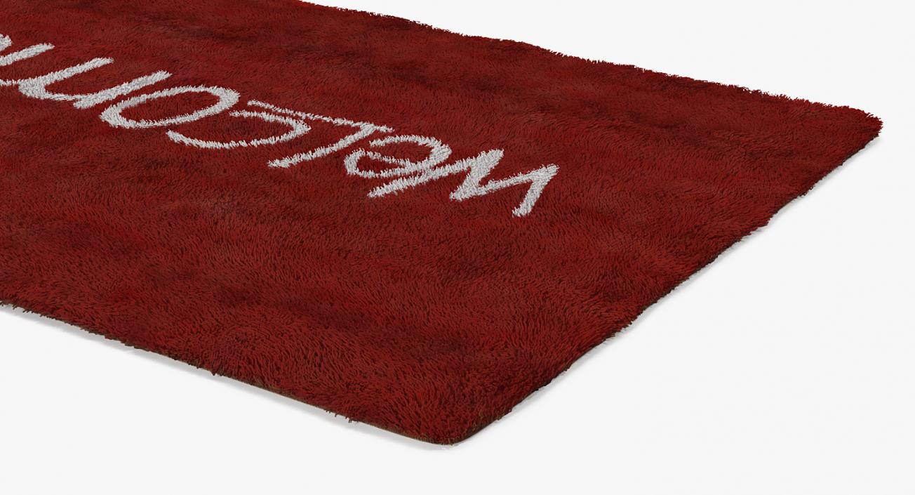 Welcome Doormat Red Color Fur 3D model
