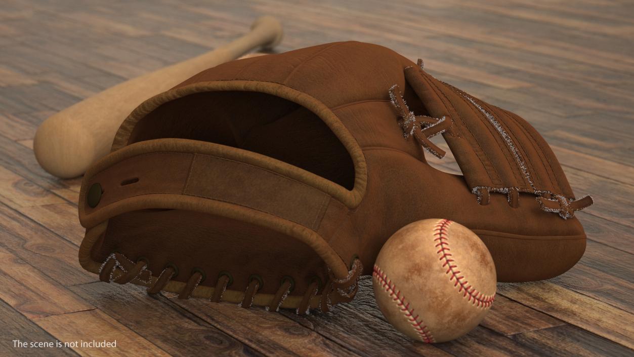 Vintage Baseball Glove Generic Rigged 3D